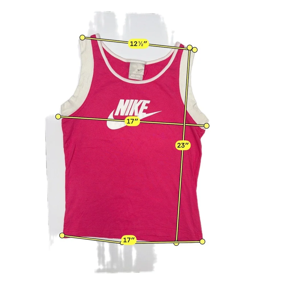 Nike Tank Top Juniors Large Pink White Double Layer Swoosh Logo Sleeveless Shirt